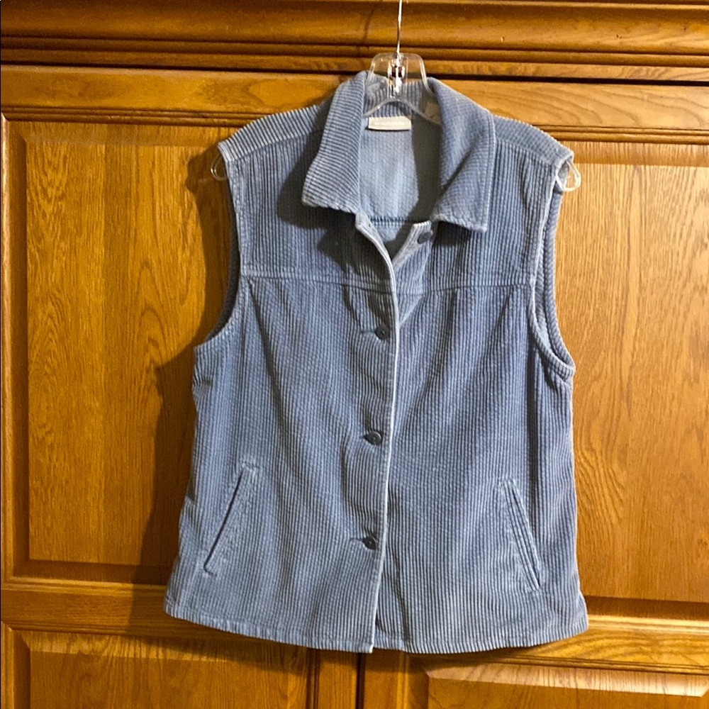 Nordstrom Blue Sleeveless Corduroy Vest With Stand-Up Collar